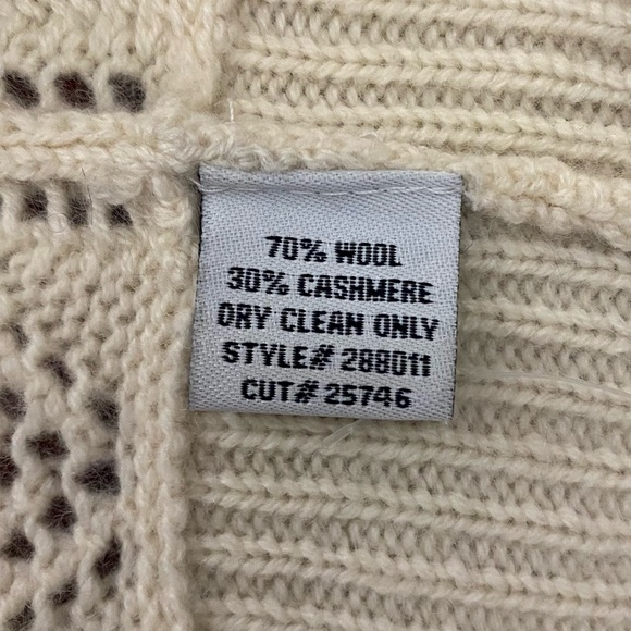 Trina Turk Cashmere and Wool High Neck Buttoned Pointelle Knit Cardigan (M) - Picture 6 of 6